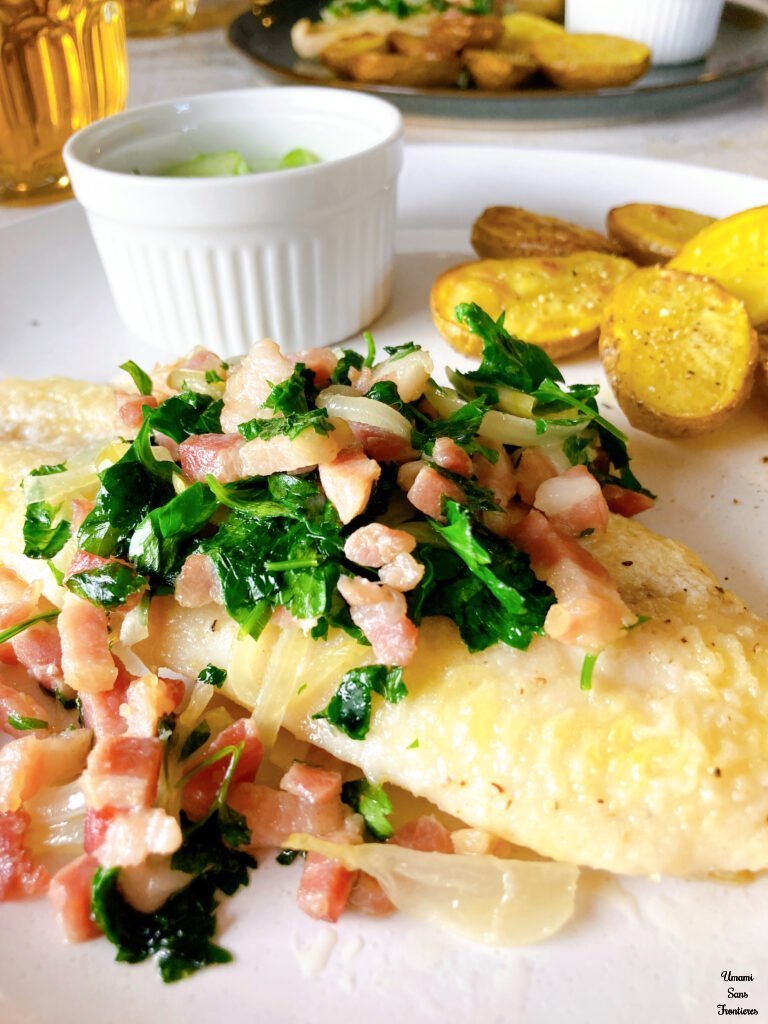 White Fish with Bacon Onion Parsley – Finkenwerder Style