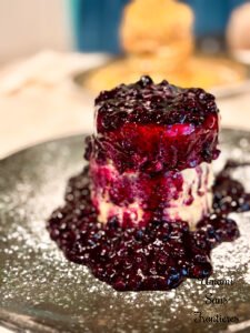 Pancake with blueberry sauce