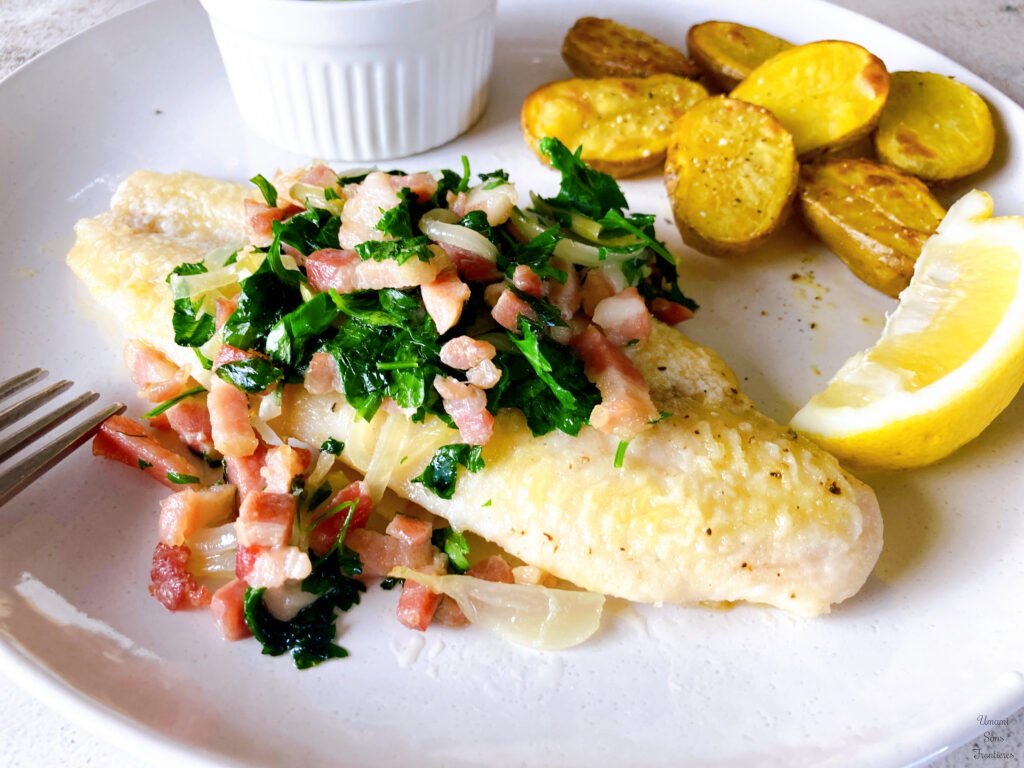 White fish with bacon