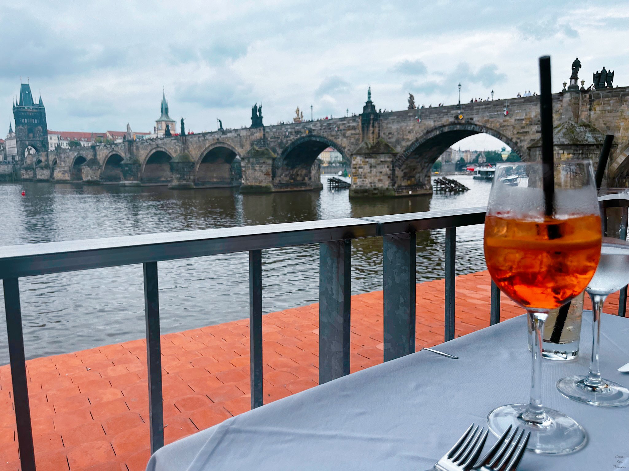 Charles bridge view from the restaurant